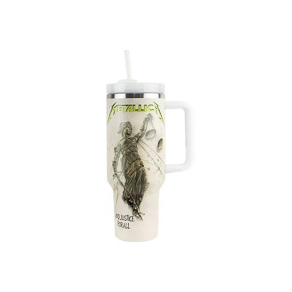 Copo Térmico Weedoo Metallica 1.2L com Canudo And Justice For All Branco