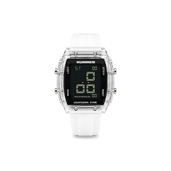 Relógio Unissex Digital Hummer WH2-224584 Branco com Tela de LCD
