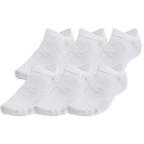 Meias Under Armour Essential No Show 1382611-100 (6 Pares)