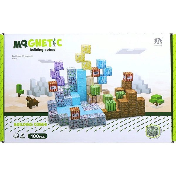 Conjunto de Cubos Magnéticos de Construção Magnetic Chuang Huang - CH1319 (100 peças)