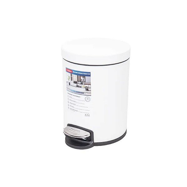 Lixeira Redonda 5L Aço Inox - Branco Opalino