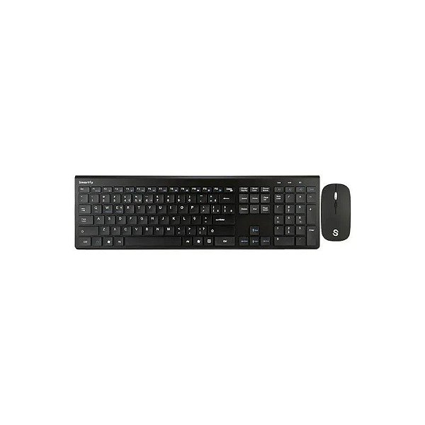 Teclado e Mouse Sem Fio Smartfy TW02B Português Preto