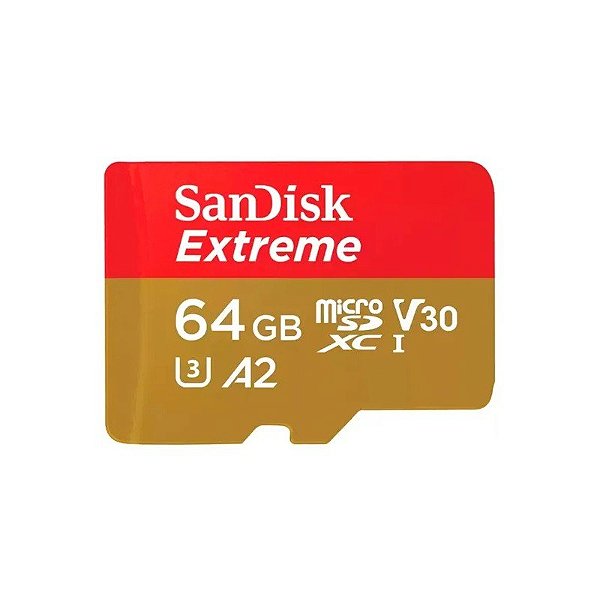 Cartão de Memória Sandisk Extreme Action Micro SD U3 64GB 2X1 - (SDSQXAH-064G-GN6AA)