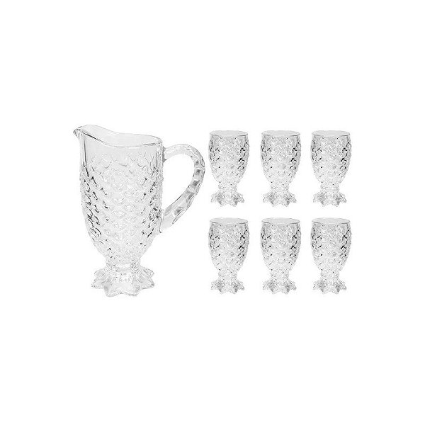 Conjunto de Jarra e Copos de Vidro 13.5x7cm - 7 Peças Transparente