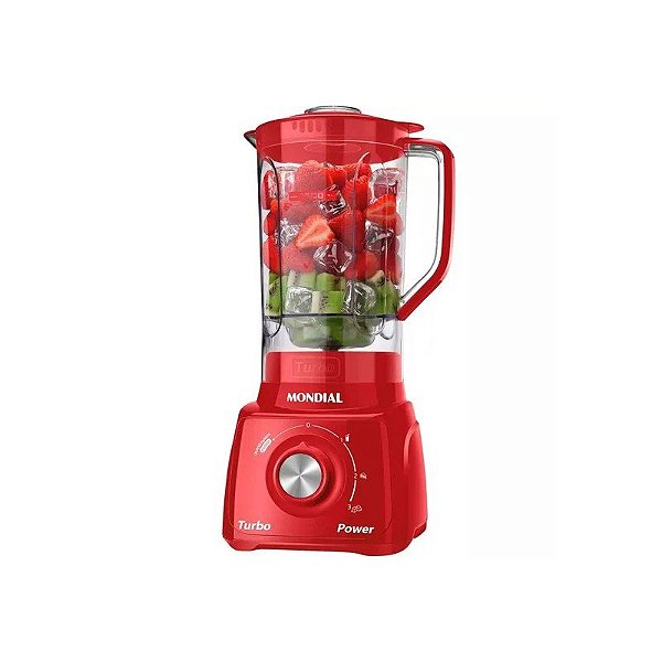 Liquidificador Mondial Turbo Power L-99FR - 550W - 2.2L - 220V 50/60HZ - Vermelho
