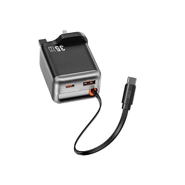 Carregador Wiwu com Cabo Helix WI-G029 35W 2 em 1 - Preto