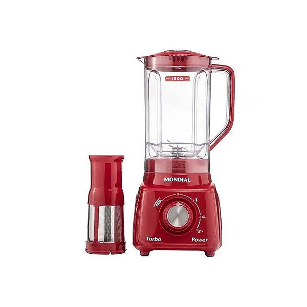 Liquidificador Mondial Turbo Power L-99-FR 550 Watts 2.2 Litros 3 Velocidades + Pulsar 220V ~ 50/60 Hz - Vermelho
