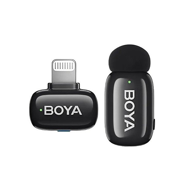 Microfone Sem Fio Boya MINI-16 Lightning - Preto/Cinza (1TX+1RX) (Sem Estojo de Carga)