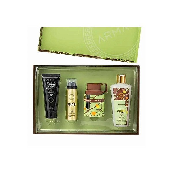 Kit Armaf Odyssey Dubai Chocolat 100ml + Loção Pós-Barba + Shampoo + Spray