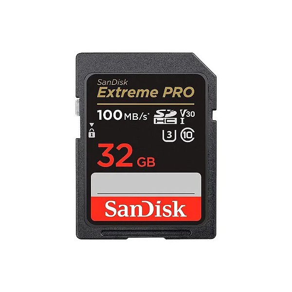 Cartão de Memória SD Sandisk Extreme Pro 32GB 100MBS SDXC Classe 10 UHS-I U3 V30 - SDSDXXO-032G-GN4IN