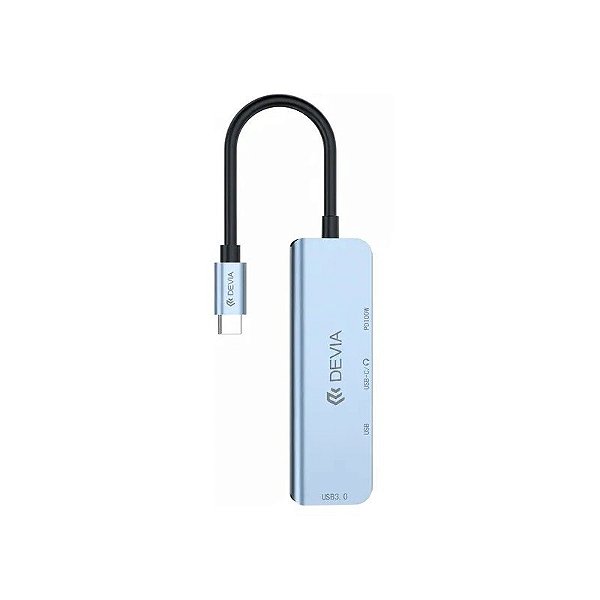 Hub USB Devia EC700 Type-C 4 Em 1 3.0 4 Portas - Cinza Escuro