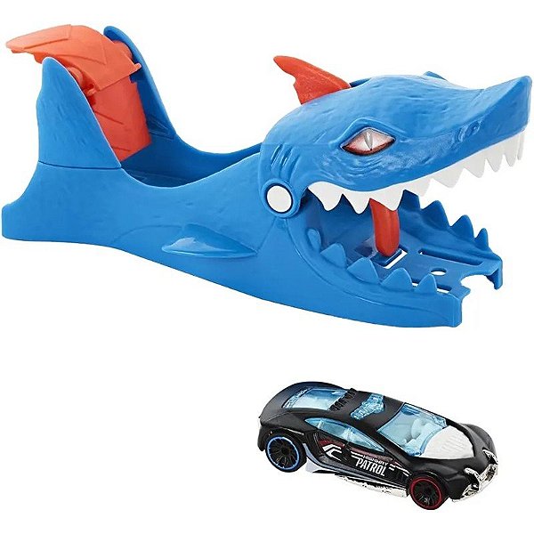 Hot Wheels Lançador de Tubarão - Lançador de Carros Hot Wheels City
