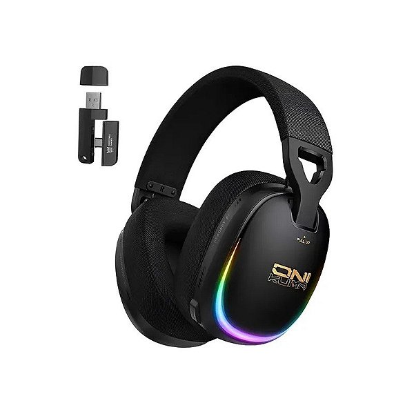 Fone de Ouvido Gamer Onikuma Gaming GT805 RGB Sem Fio - Preto