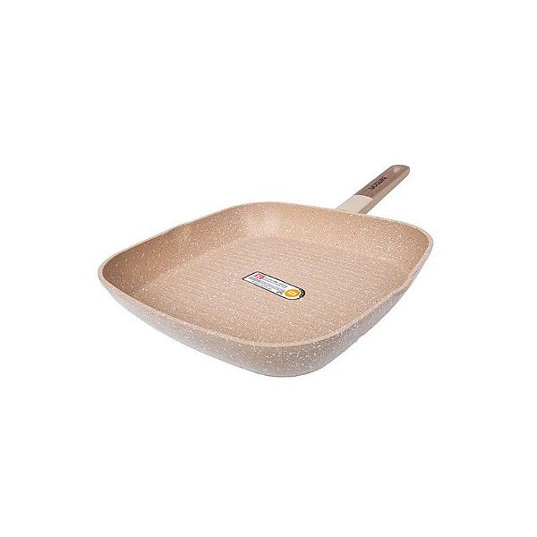 Frigideira Quadrada Grill Ucc Life 28 cm Revestimento de Granito Bege