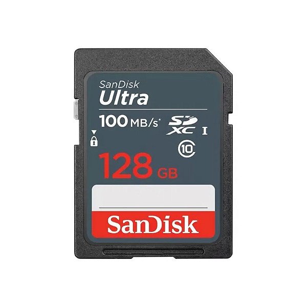 Cartão de Memória Sandisk Ultra, 128GB, SDXC, C10, 100MB/s, SDSDUNR-128G-GN3IN