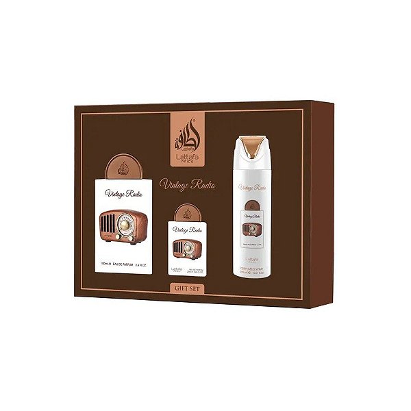 Kit Presente Lattafa Pride Vintage Radio - 3 Em 1 - Eau de Parfum - Unissex - 100ML