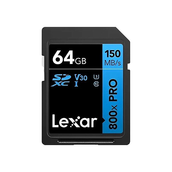 Cartão de Memória Lexar 800XPRO 150 MB/s C10 U3 V30 64GB (LSD0800P064G-BNNNG)