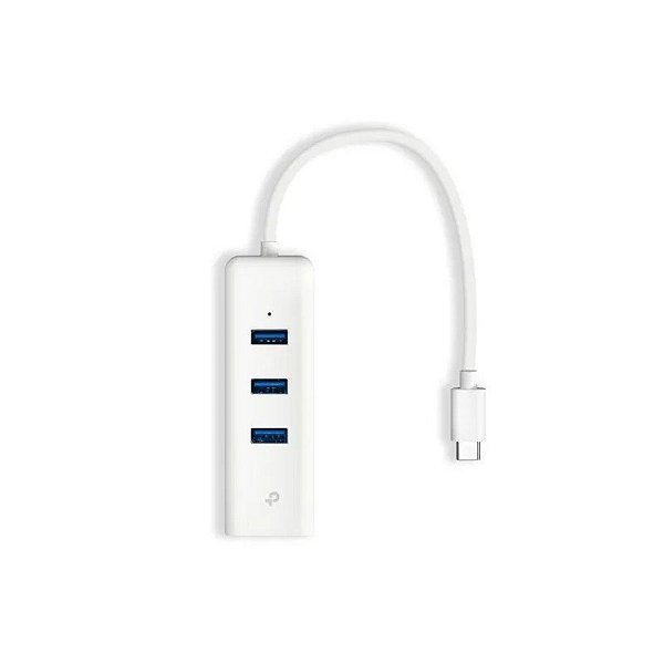 Adaptador Hub TP-Link UE330C USB Tipo-C 3 Portas / Ethernet Gigabit - Branco