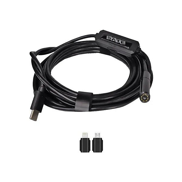 Câmera Borescópio Articulada Satélite A-GL931 para Smartphone - Preto 1 Metro