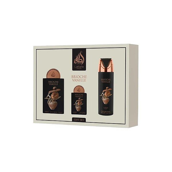 Kit Presente Lattafa Pride Brioche Vanille - 3 Em 1 - Eau de Parfum - Unissex - 100ML