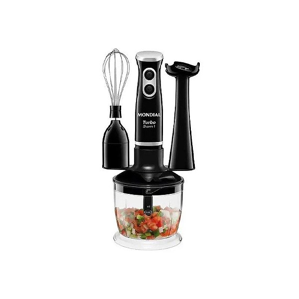 Liquidificador Mondial Turbo M-14 400 Watts + Batedor Fuê + Processador de Alimentos 220V ~ 50/60 HZ - Preto