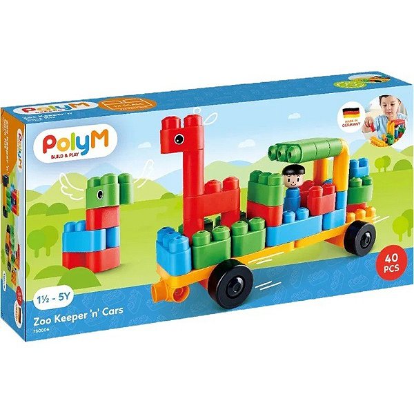 Jogo Zoológico e Carros PolyM 760006 (40 Peças)