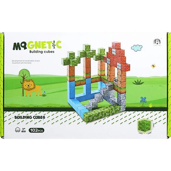 Jogo de Cubos Magnéticos de Construção Magnetic Chuang Huang - CH1325 (102 peças)