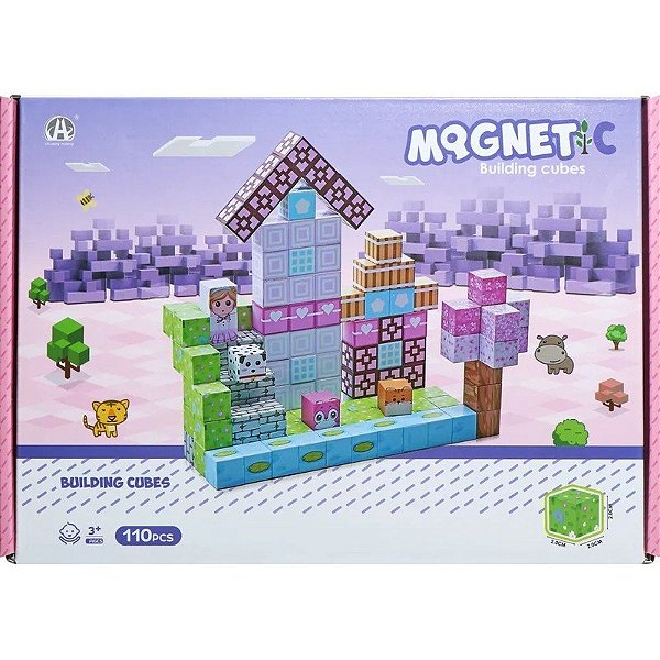 Jogo de Cubos Magnéticos de Construção Magnetic Chuang Huang - CH1331 (110 peças)