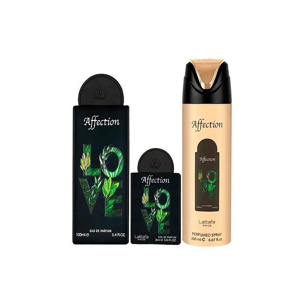 Kit Lattafa Pride Affection - 3 Em 1 - Perfume Eau de Parfum 100ml + Perfume Eau de Parfum 20ml + Desodorante 200ml