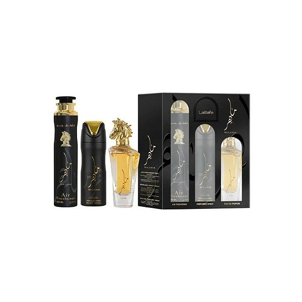Kit Lattafa Maahir - Eau de Parfum - Unissex - 3 Em 1 - 300ml + 200ml + 100ml