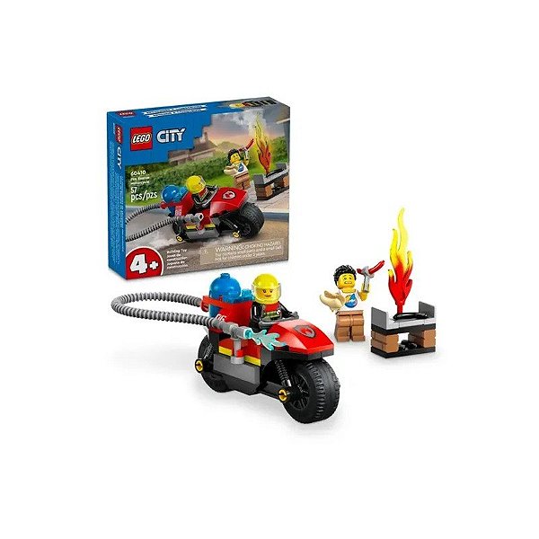 Kit de Resgate de Bombeiros Moto Lego City 60410 57 Peças