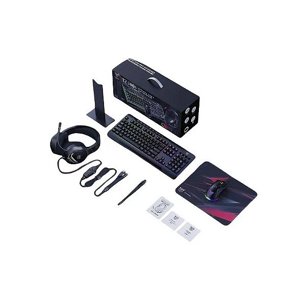 Kit Gamer Onikuma TZ5008 5 Em 1 Teclado + Mouse + Mousepad + Fone de Ouvido + Suporte