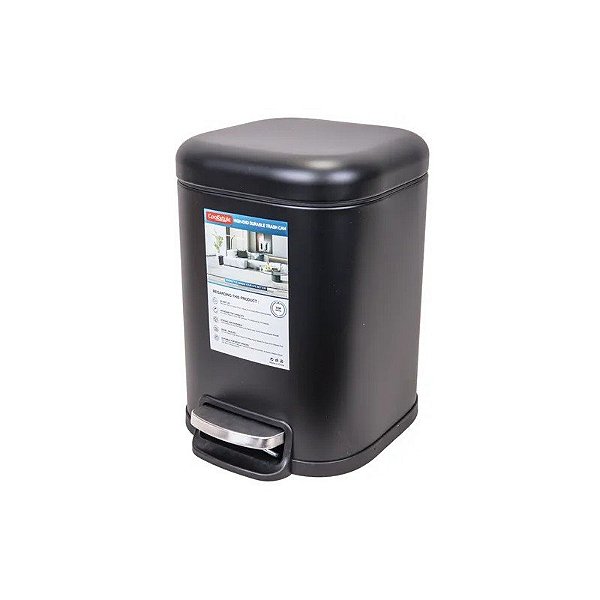 Lixeira de Aço Inoxidável 6L Preto Fosco