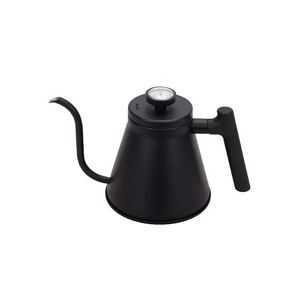 Cafeteira de Aço Inox Bico de Ganso com Termômetro Preta 1,2 L