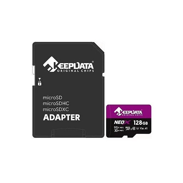 Cartão de Memória MicroSD 128GB Keepdata Neox A1 V30 95MB/s