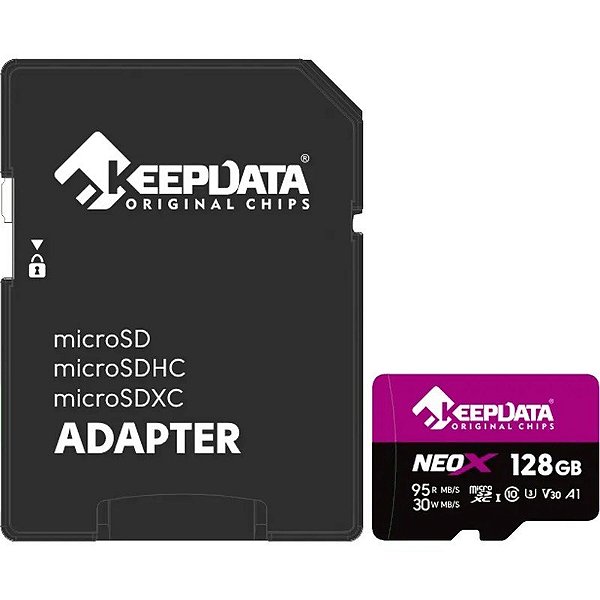 Cartão de Memória Micro SD Kingston 128GB NeoX KDMSDC10U3V30A1/128G - 95/80Mb/s