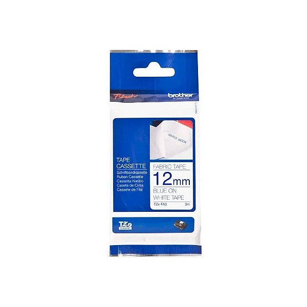Fita para Etiquetadora Brother P-Touch TZE-FA3 12 MM - Azul/Branco 3 Metros
