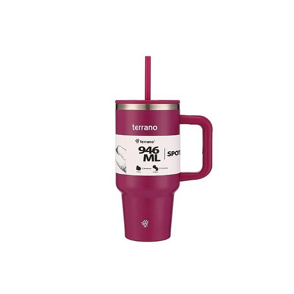 Garrafa Térmica Terrano Spotie Cup - 946ML - com Canudo - Púrpura
