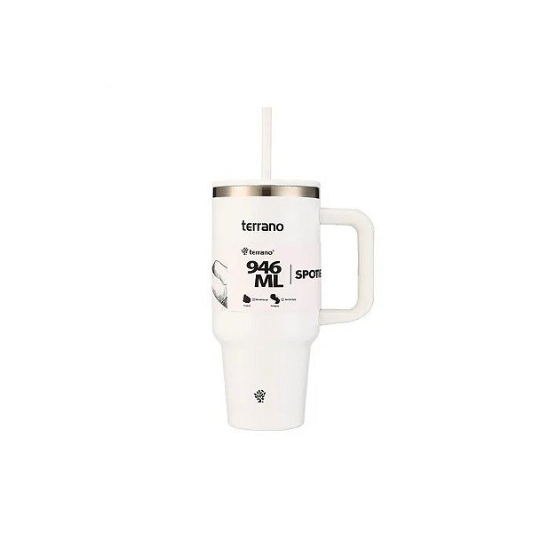 Garrafa Térmica Terrano Spotie Cup - 946ml - com Canudo - Branca
