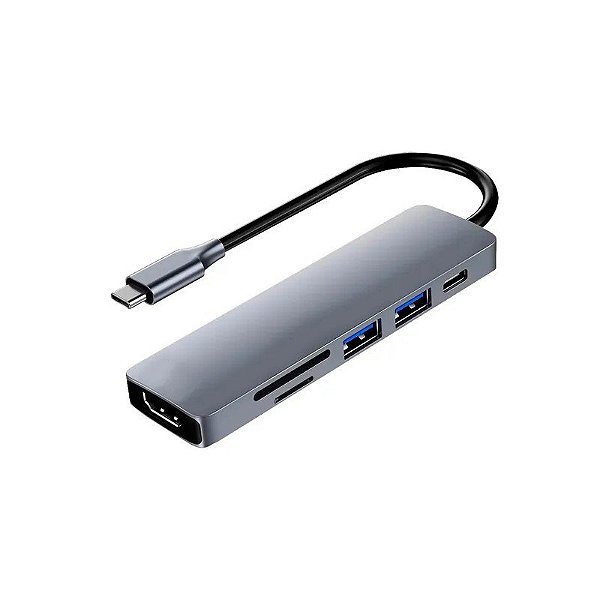 Hub Satélite A-HUBC55 - 6 Portas - USB - Cinza