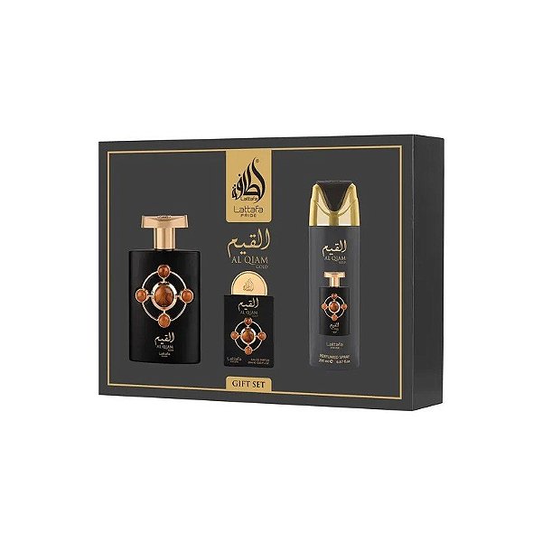 Kit Lattafa Al Qiam Gold Presente Edição Perfume Eau de Parfum Unissex - 3 Unidades