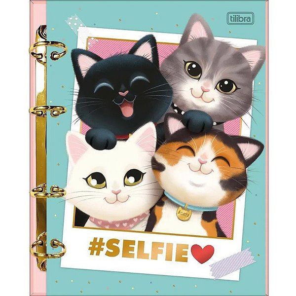 Caderno Tilibra Argolado Purrfect Cats - 80 Folhas