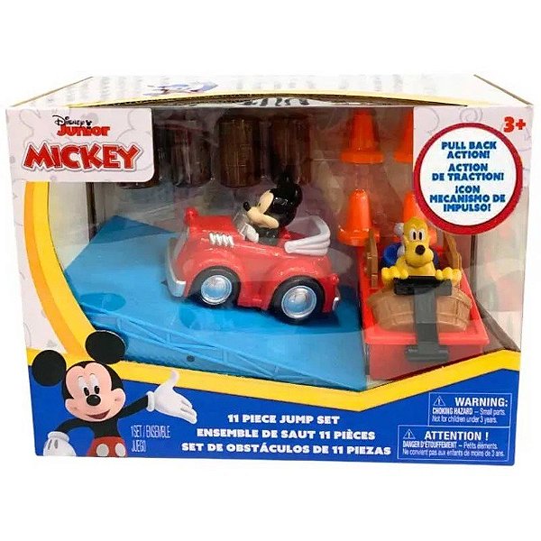 Carrinho Disney Junior conjunto de Obstáculos - Mickey & Pluto (11 Peças)