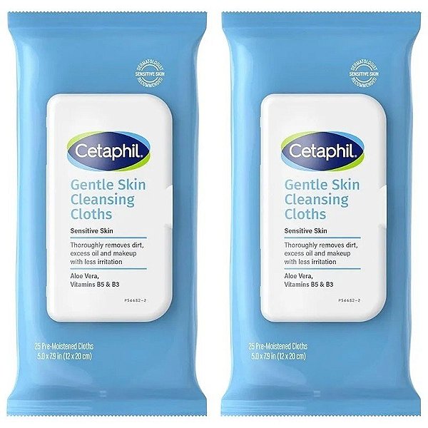 Kit Toalhas Desmaquilhantes Cetaphil Gentle Skin Dry Cleansing Cloths (2 de 25 Unidades)