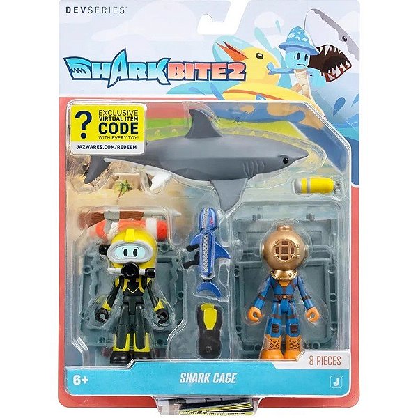 Rebanho de Tubarões Devseries Shark Bite 2. Jaula de Tubarões Jazwares - CRS0053