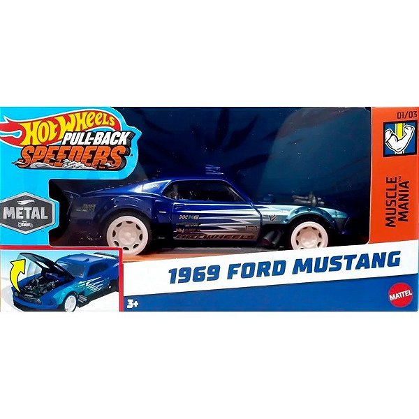 Carro Hot Wheels Pull-Back Speeders 1969 Ford Mustang Mattel - HWH51