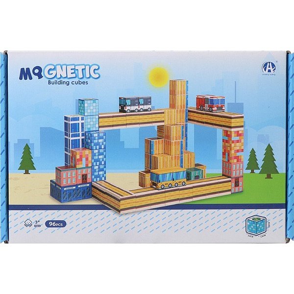 Jogo de Cubos Magnéticos de Construção Magnetic Building Cubes Chuang Huang - CH1435 (96 peças)