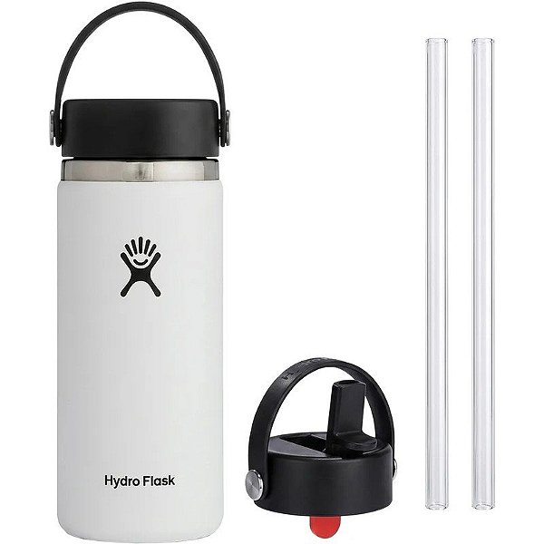 Garrafa Térmica Hydro Flask W16BTS110 473mL + Tampa WFS001 - Branca