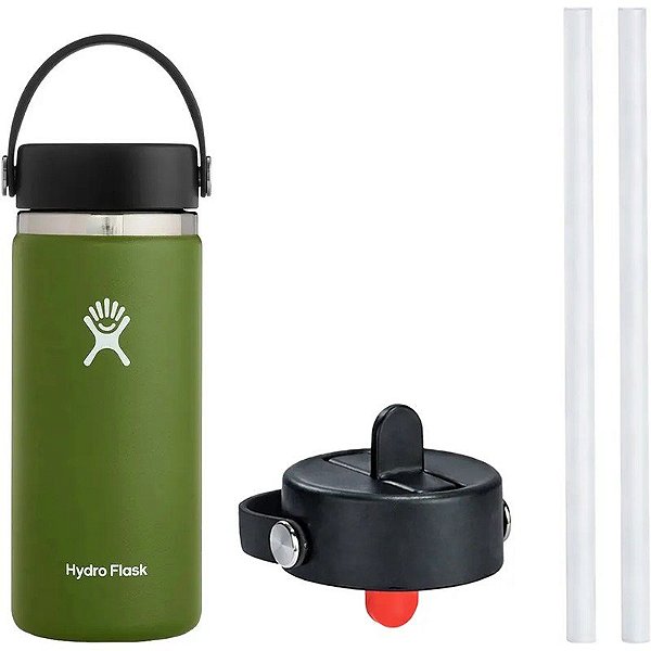 Garrafa Térmica Hydro Flask W16BTS306 473mL + Tampa WSF001 - Oliva