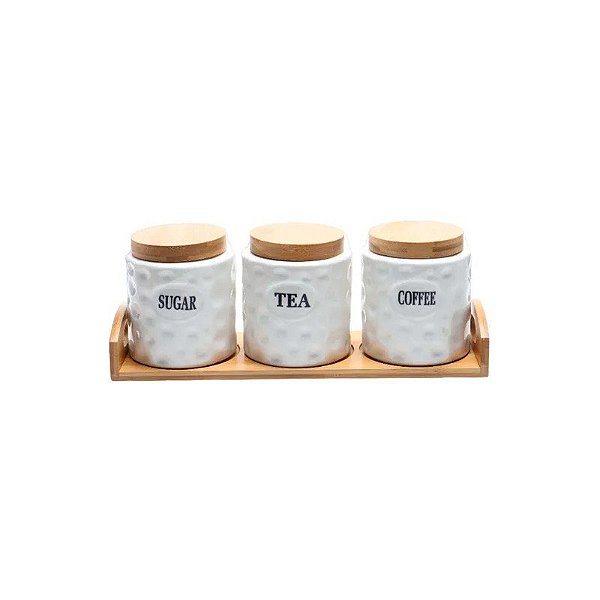 Conjunto de Potes de Cerâmica com 3 Peças 12X10 CM